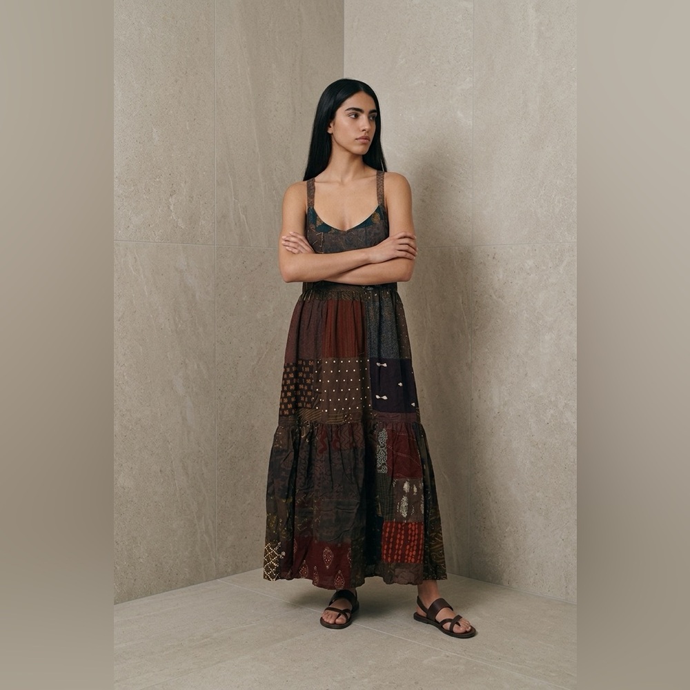 Jaded Gypsy L/XL Patchwork Maxi Dress in Rich Earth Tones NWT
